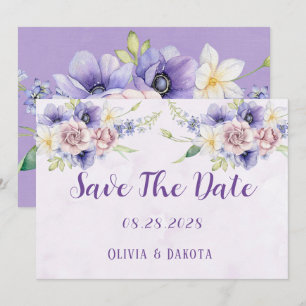 Invitation Violet Purple Aquarelle Floral Enregistrer La Cart