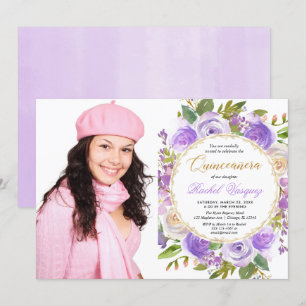 Invitation Violet Quinceanera lavande florale lilas photo