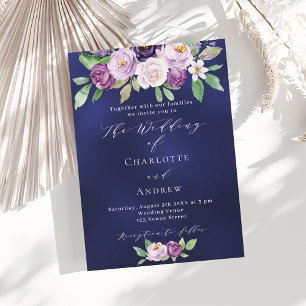 Invitation Violet rose violet violet violet mariage bleu mari
