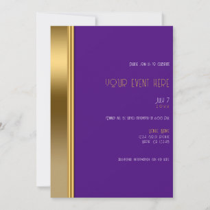Invitation Violet Royal & Or Élégant Glam Événement ou Dîner
