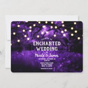 Invitation Violet Rustique Enchanted Mariage Lumières Forêt