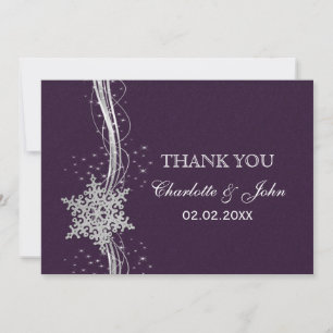 Invitation violet Silver Snowflakes Merci de mariage hivernal