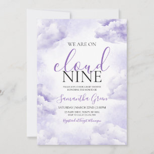Invitation Violet sur nuage 9 Baby shower