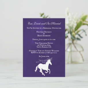 Invitation Violet Unicorn Mariage Dîner de répétition Invitat