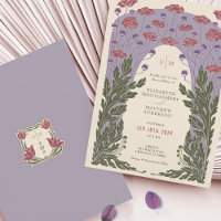 Violet Vintage Art Nouveau Violet Floral Mariage