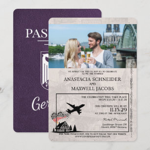 Invitation Violet violet Allemagne Mariage de passeport