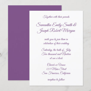 Invitation Violet violet calligraphie