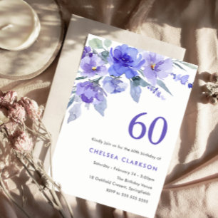 Invitation Violet violet & lavande 60e fête d'anniversaire