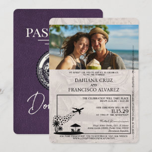 Invitation Violet Violet Mariage de passeport République Domi