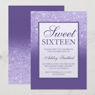 Invitation Violet violet parties scintillant élégant chic Swe