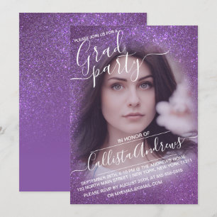 Invitation Violet Violet Parties scintillant Ombre photo Grad