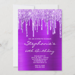 Invitation Violet violet Parties scintillant pourpre et goutt