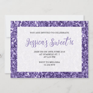 Invitation Violet violet pétillant doux 16 élégant script