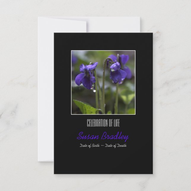 Invitation Violets avec gouttes Célébration de la vie Invitat (Devant)