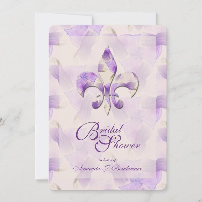 Invitation Violets et fleur de Lis Fête de l'mariée (Devant)