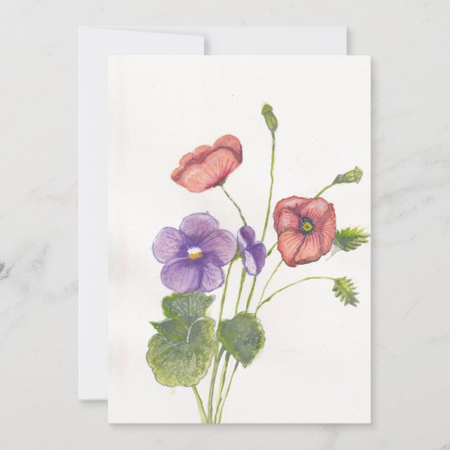 Invitation Violets et pavots (Devant)