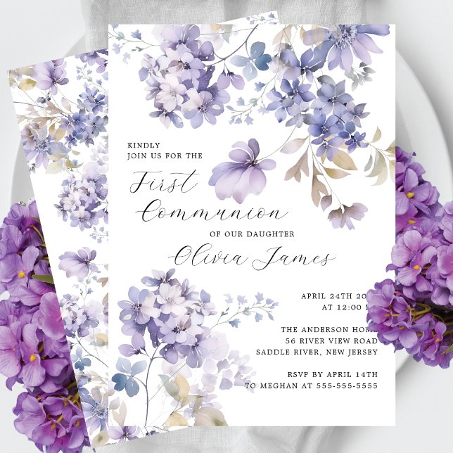 Invitation Violets sauvages Première Communion sainte (Créateur téléchargé)