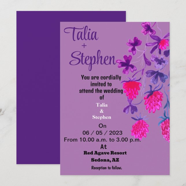Invitation violette (Devant / Derrière)