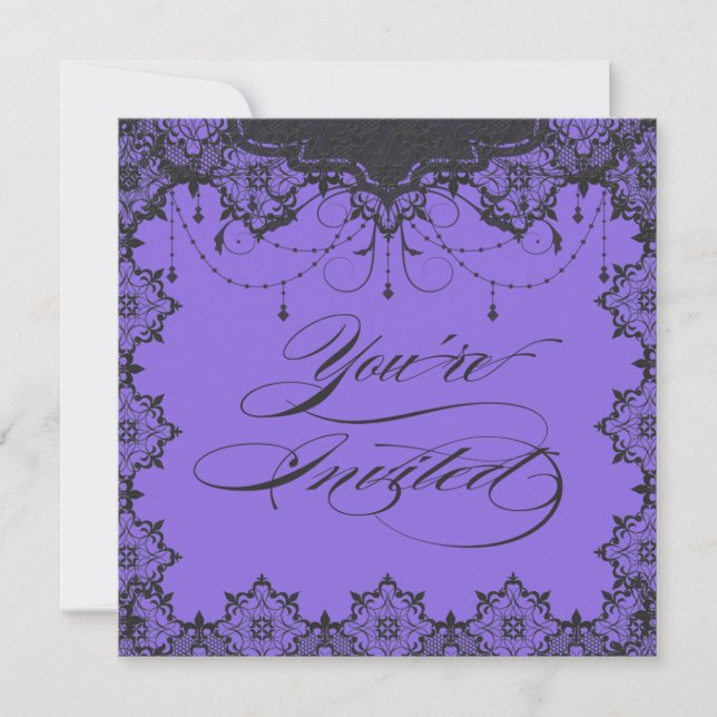 Invitation violette de la dentelle de romance resp (Devant)
