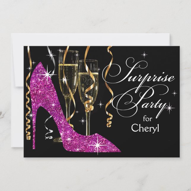 Invitation Violette stylet d'anniversaire de surprise de (Devant)