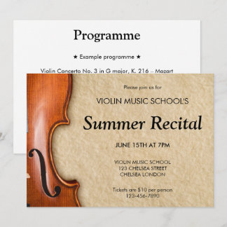 Invitation Violin Recital Concert Classical Music