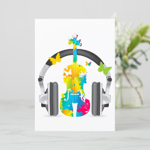 Invitation Violon Abstrait avec casque et musique