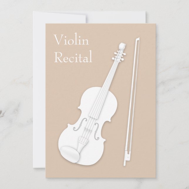 Invitation Violon blanc & Bow Music Considérant Concert Beige (Devant)