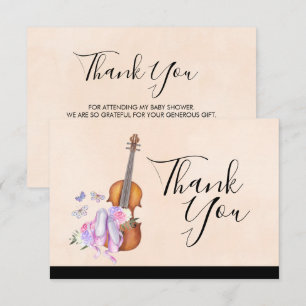 Invitation Violon, Chaussures de Ballet, Fleurs et Papillons