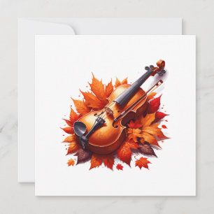 Invitation Violon dans le lit de feuilles
