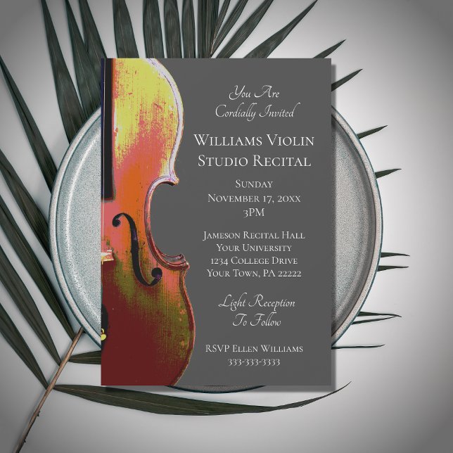 Invitation Violon Elegant Music Considérant Classic Grey (Créateur téléchargé)