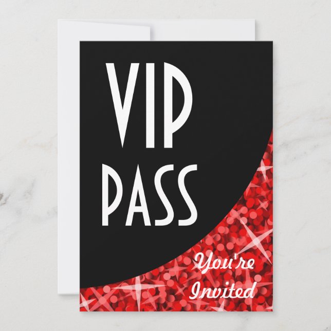 Invitation "VIP Pass" de la courbe rouge de Glitz (Devant)