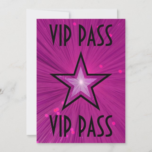 Invitation "VIP PASS" de l'étoile rose noire (Devant)
