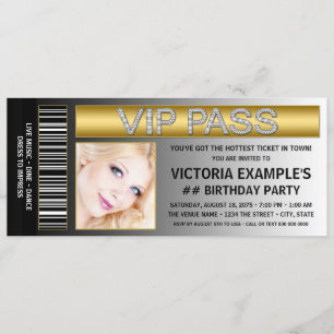 Invitation VIP Pass Style Billet Anniversaire