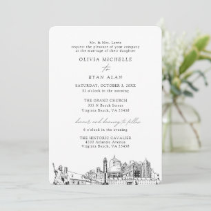 Invitation Virginia Beach Church Mariage Deux emplacements