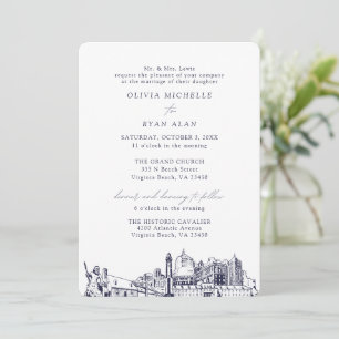 Invitation Virginia Beach Church Mariage Deux emplacements Ma