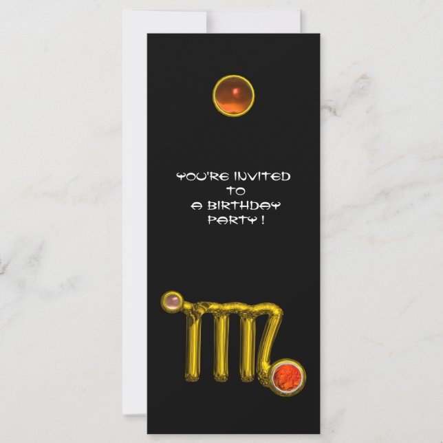 INVITATION VIRGO /GOLD ZODIAC SIGNE JEWEL NOIR ANNIVERSAIRE (Devant)