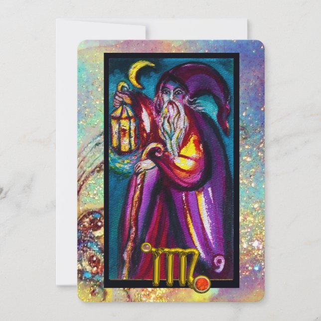 INVITATION VIRGO HERMIT TAROT ASTROLOGIE ZODIAC ANNIVERSAIRE (Devant)