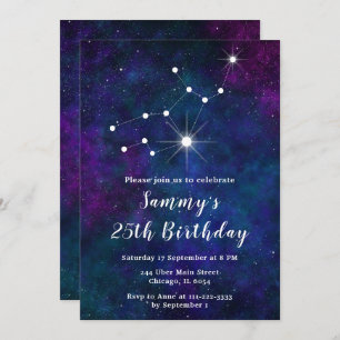 Invitation Virgo Zodiac Constellation fête d'anniversaire