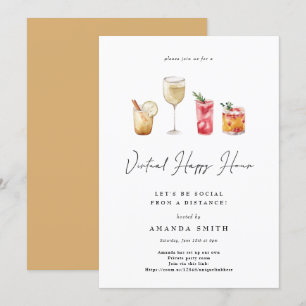 Invitation Virtual Happy Hour Cocktail Party Distance sociale