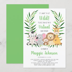 Invitation Virtual It's going to Get Wild Safari Baby shower