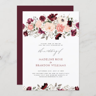 Invitation Virtual Rustic Burgundy Blush FlorMariage