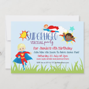 Invitation Virtual Superhero Anniversaire de enfant Party