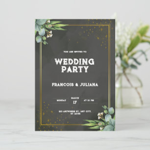 Invitation virtuelle aquarelle verte et noire