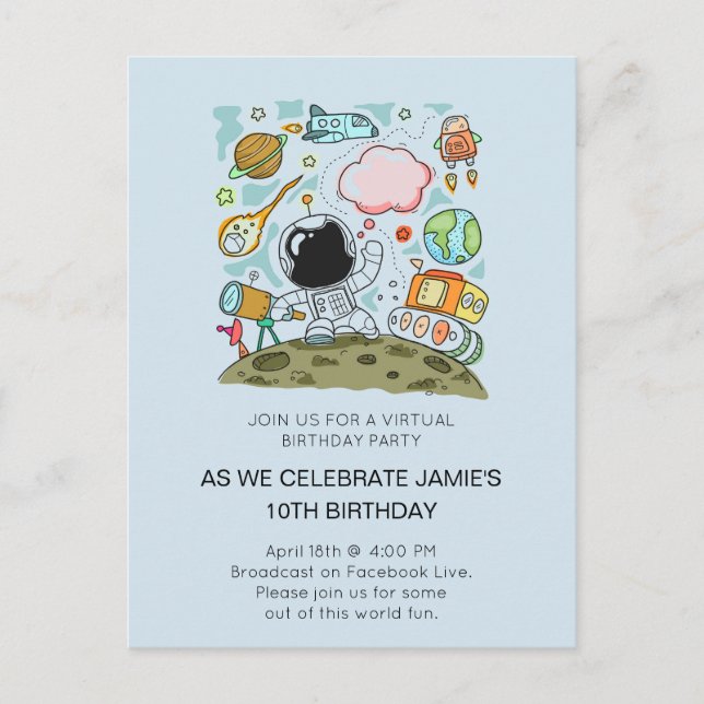 Invitation virtuelle en ligne fête d'anniversaire (Devant)