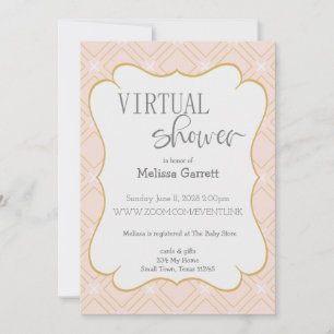 Invitation Virtuelle Géométrique Rose Pêche et Or