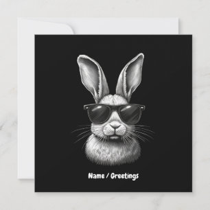 Invitation Visage de Lapin Mignon Avec Lunettes de Soleil Pou