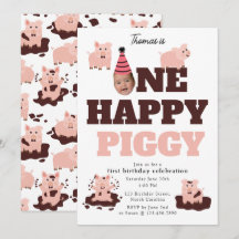 Visage drôle de joyeux cochonnet pour photo de 1er