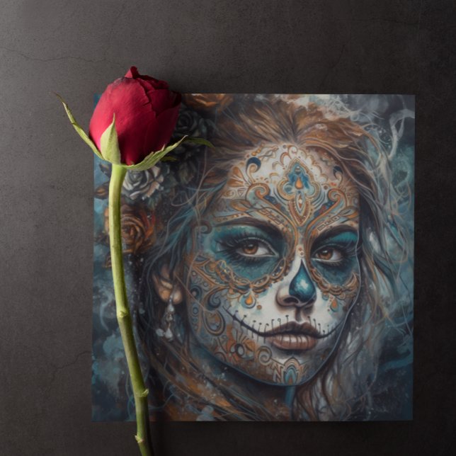Invitation Visage peint en turquoise pour le Dia de los Muert (Créateur téléchargé)