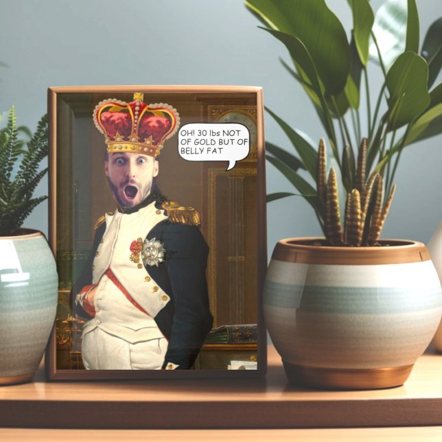 Invitation Visage personnalisé roi trou avec affiche de couro (Funny Napoleon painting parody put the face in the hole photo.)