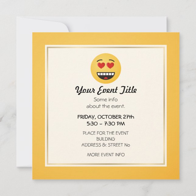 Invitation Visage souriant aux yeux en forme de coeur (Dos)